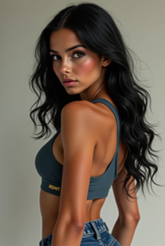 Realistic girl with black hait and a nice fit body