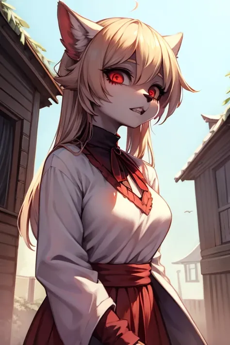 Female furry teenager lama scary creepy style 