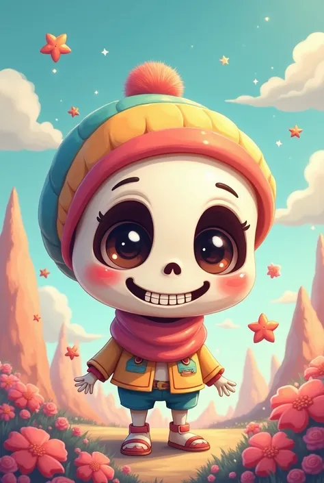 Create a skull cute character 