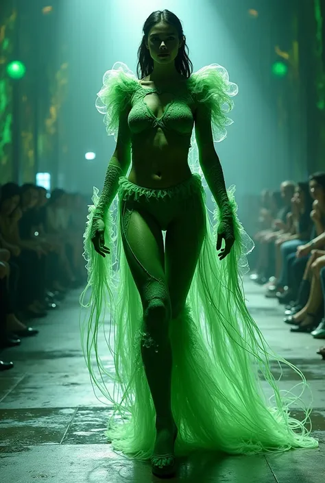 Hulk girl+ jellyfish hybrid combined fashion show public 