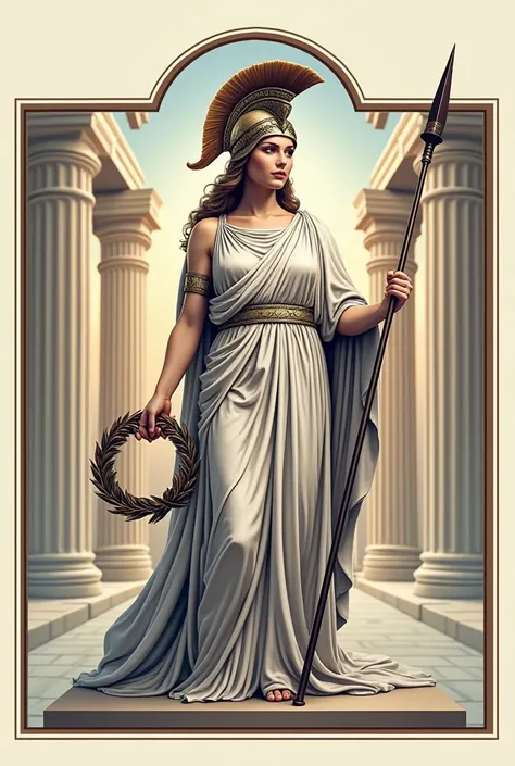  Draw a logo with the words Lyceum Duma. It should depict Athena with a laurel and a spear.