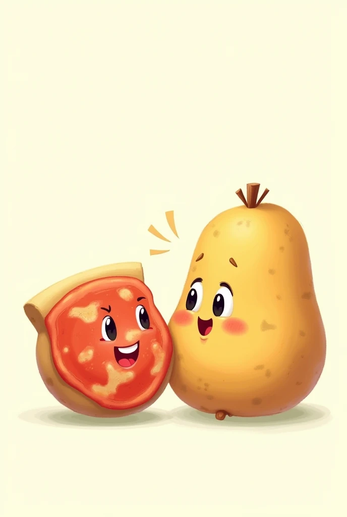 Create a 2D potato and pepperoni drawing 