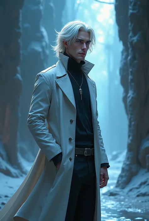  Azrael has an average height of 1 ,85 meters,  with platinum blonde hair and icy blue eyes,  always observing everything with a cold intensity . He dresses in modern clothes ,  appropriate to his status as a scientist and visionary .