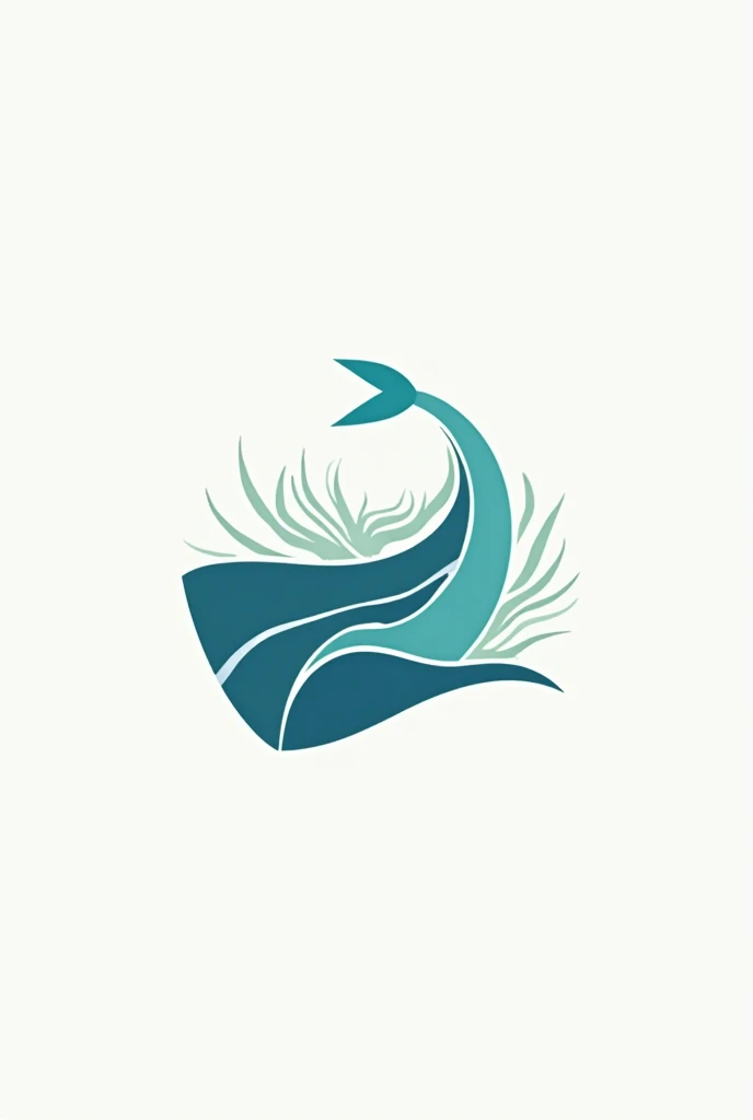 Design a minimalist and modern logo for a wedgefish conservation project. The logo should feature a stylized outline of a wedgefish, emphasizing its unique shape, with soft curves and clean lines. Incorporate oceanic colors like deep blue, turquoise, and w...