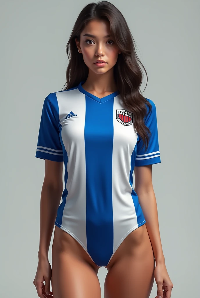 Create an image of a naked girl wearing the Alianza Lima polo