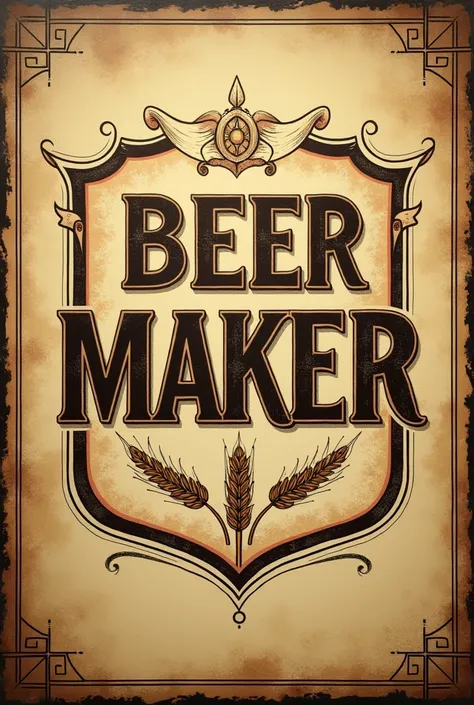  beer banner type old poster all decorated that says "beer maker "