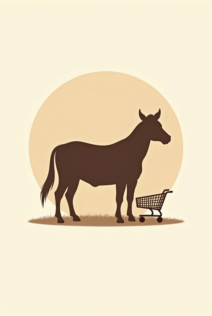 Logo of a ,  ranch shadow with a coppel-type key and a grocery cart 