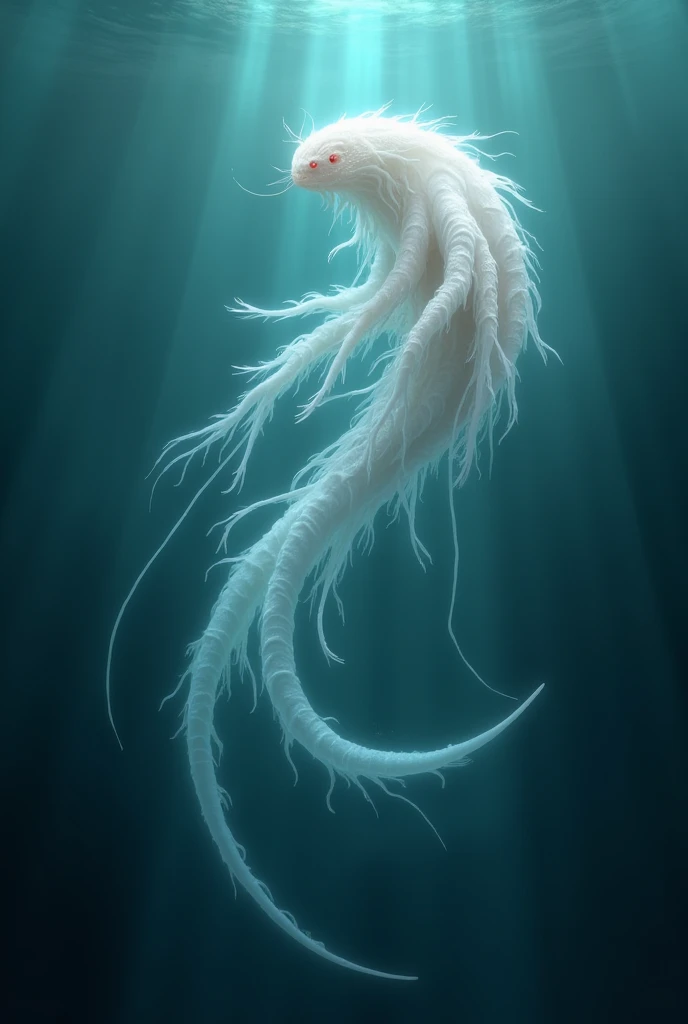 marine creature, white, big, luminous
