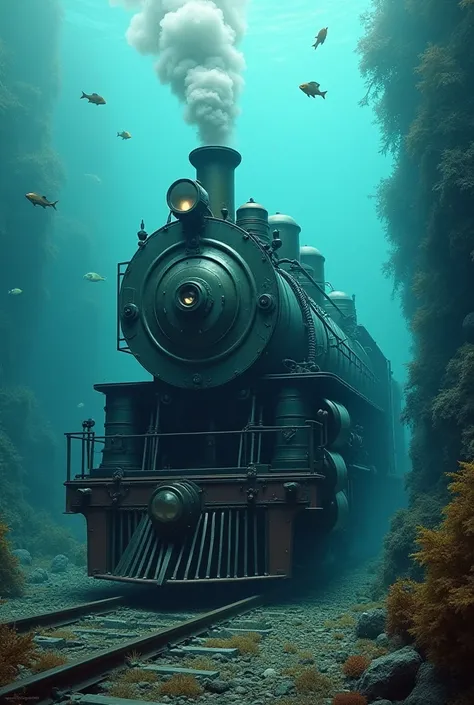 Steam train under water