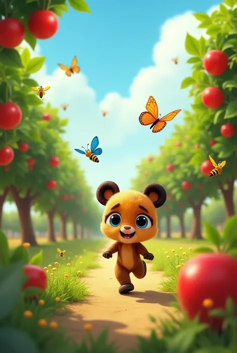 Tanger Explores the Orchard
- Background: A vibrant orchard with buzzing bees, fluttering butterflies, and juicy fruits
- Tanger: Walking, running, and playing in the orchard
- Bees: Flying around Tanger, collecting nectar
- Butterflies: Fluttering around ...