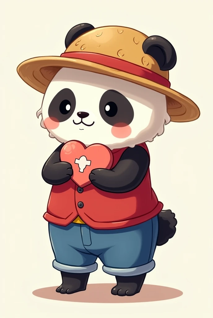 Sticker facing left Panda cosplay luffy dress hold love with shame