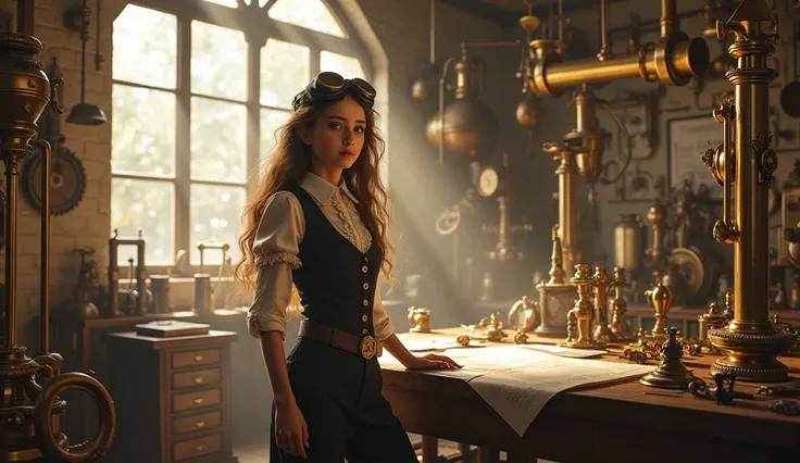 Steampunk Inventor in Workshop

Prompt:

Generate an image of a young steampunk inventor standing in a bustling workshop filled with intricate gadgets and machinery. She has long, flowing hair and wears a fitted vest with a ruffled blouse and goggles resti...