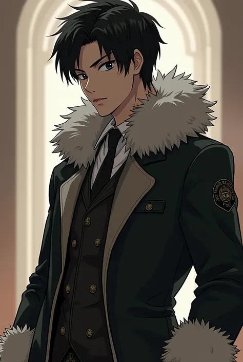 Mmm better create , a character,  a boy of approximately 22 years,  black hair Korean cut , PIEL BLANCA,  black eyes, Lion clothing from Resident Evil anime like in the style of Itadori with a good standard physique 