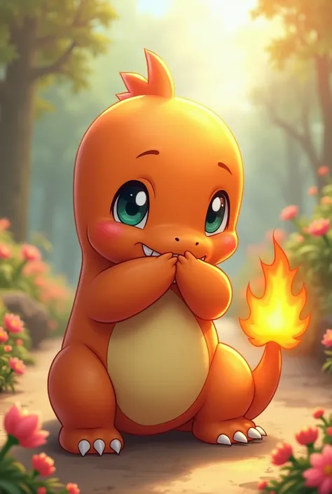 Charmander giving a kiss