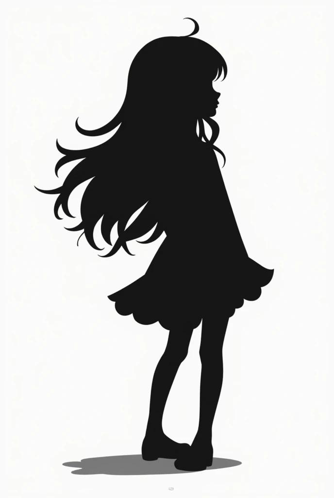 A logo of a silhouette with lines of an anime or manga girl
