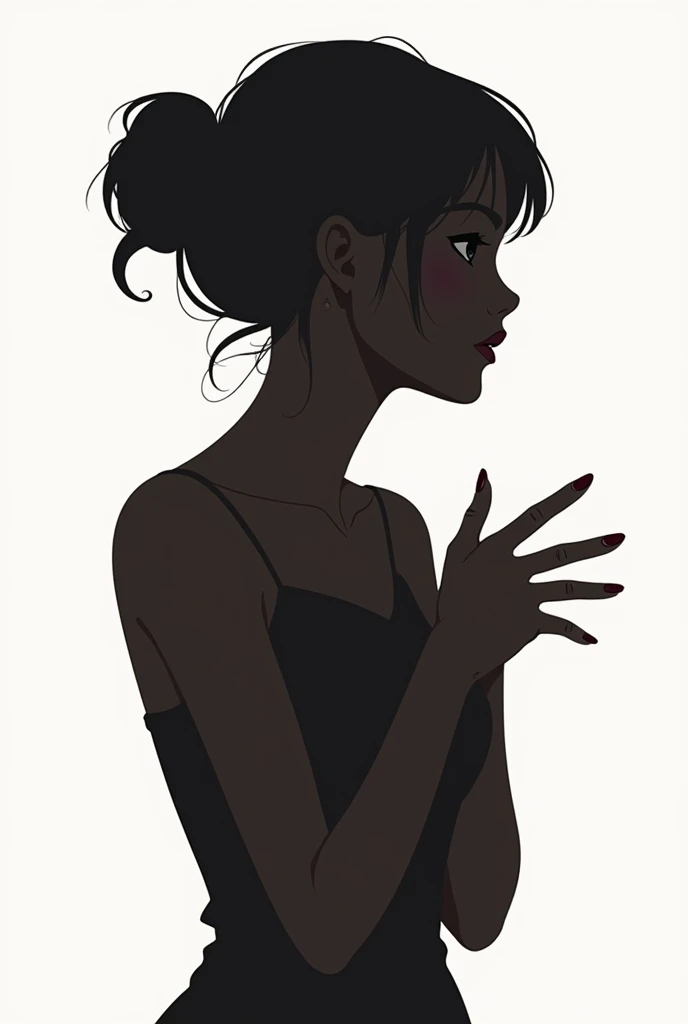  A logo of a silhouette with lines of an anime or manga girl that highlights her hands and/or her nails because its a logo from a nail design studio 
