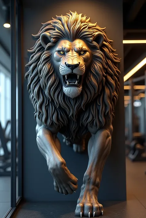 Send me a strong lion wall in the gym 