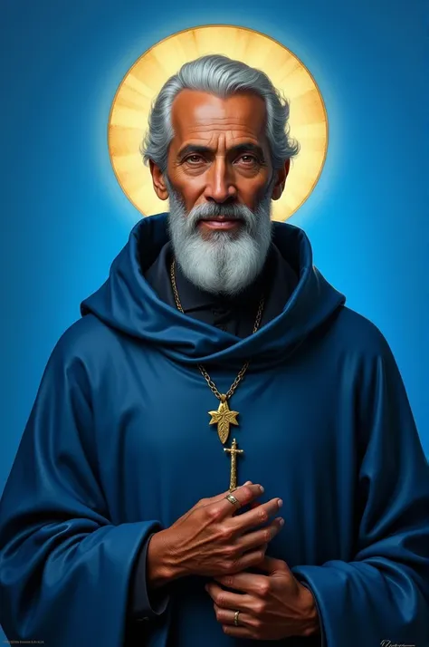 blue background.With Saint Benedict of Palermo 