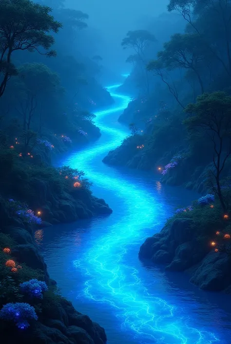 A small river with electric blues elements
