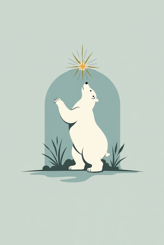  Create a logo of a polar bear looking up at a star, thats minimalist and simple and elegant  