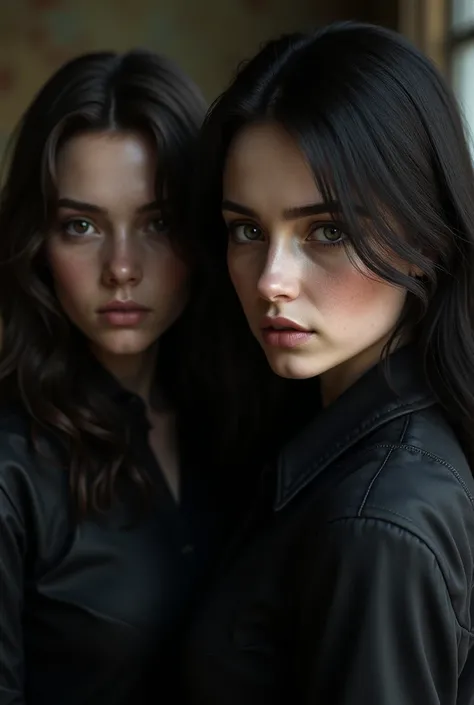 Resident evil screenshot The first two girls are 18 years old with light skin, long black hair and dark blue eyes with sharp features, the other with wheat skin with light freckles, medium length dark brown hair and brown eyes wearing black clothes