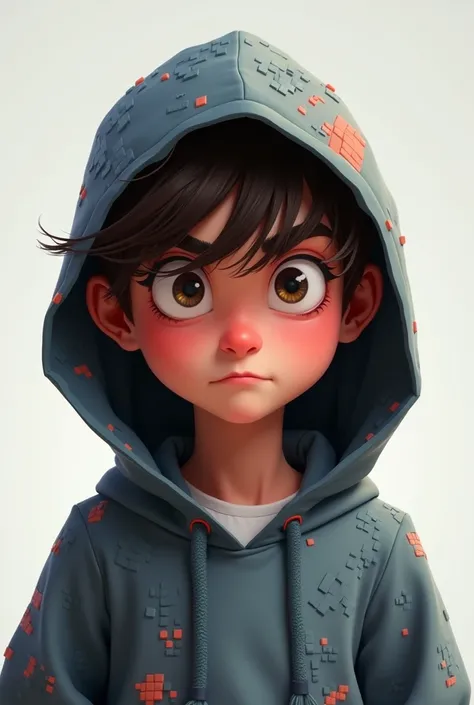 Dessin adolescent voyou visage avec bonnet version Pixar 