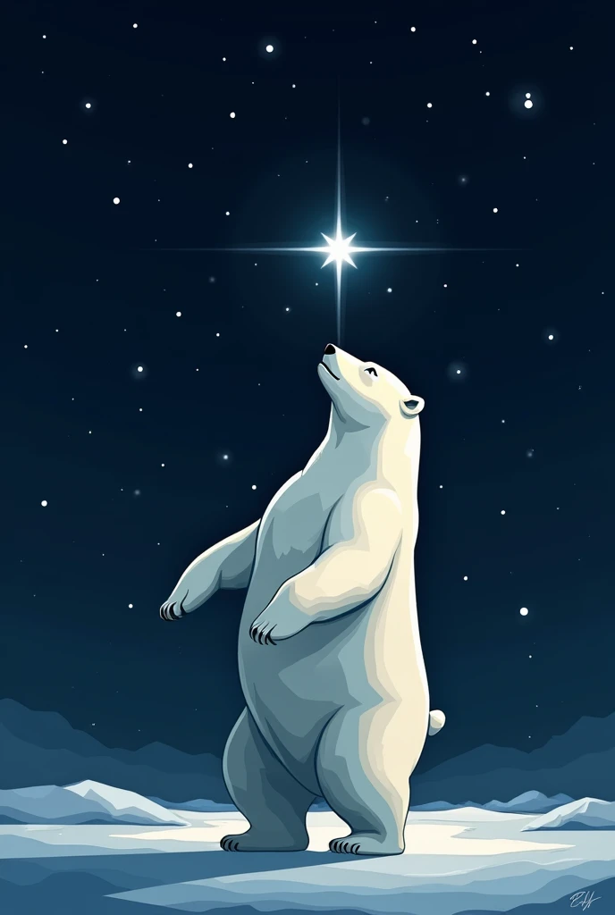 CREATE A LOGO OF A POLAR BEAR WANTING TO REACH A STAR 