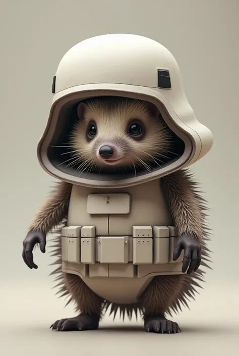 Dwarf hedgehog in a stormtrooper helmet