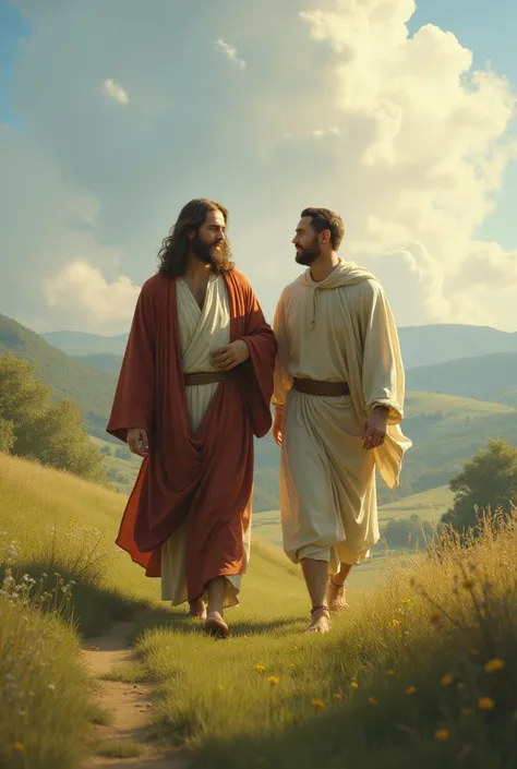 Jesus Christ Walking with a Man