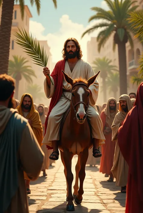 Jesus riding on a donkey