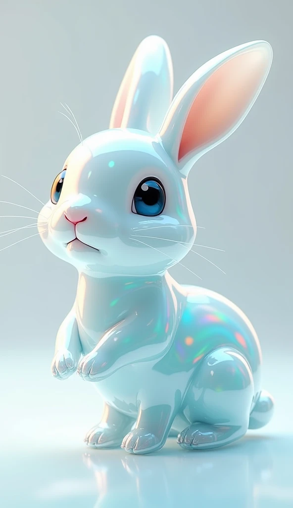 Cute little rabbit made of transparent manga water