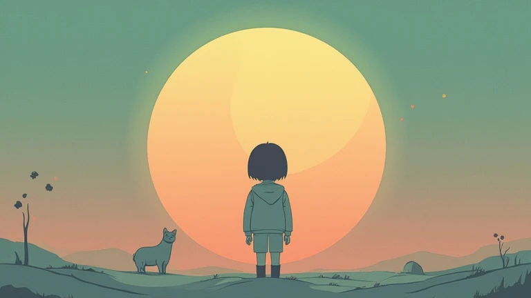 Create a lo-fi music album cover. The style should be retro anime and minimalist, with an aesthetic touch, use a moon