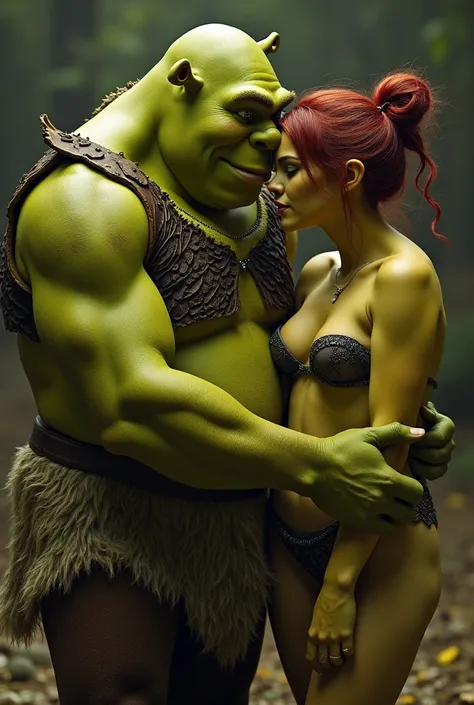 Naked Shrek-style ogre having sex with dumb talking friend. hentay