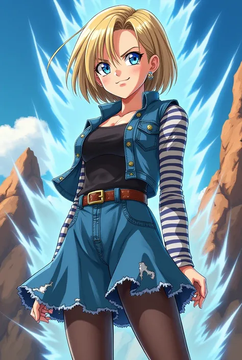 ((masterpiece)), ((best quality)), ((ultra-detailed)), super fine illustration, highly detailed beautiful face and eyes, perfect anatomy, (high resolution), 1girl, clear skin, shiny hair, ultra detailed eyes, eye highlights, 1girl, solo, (Android 18 - Drag...