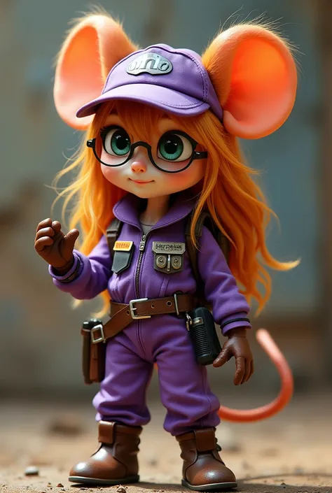 screw (English. Gadget Hackwrench) — the mouse ;  she is the pilot , , the inventor and mechanic of the Rescue Squad .  She usually wears a purple jumpsuit ,  her waist has a wrench and other tools hanging on her belt and she wears canned glasses, like in ...