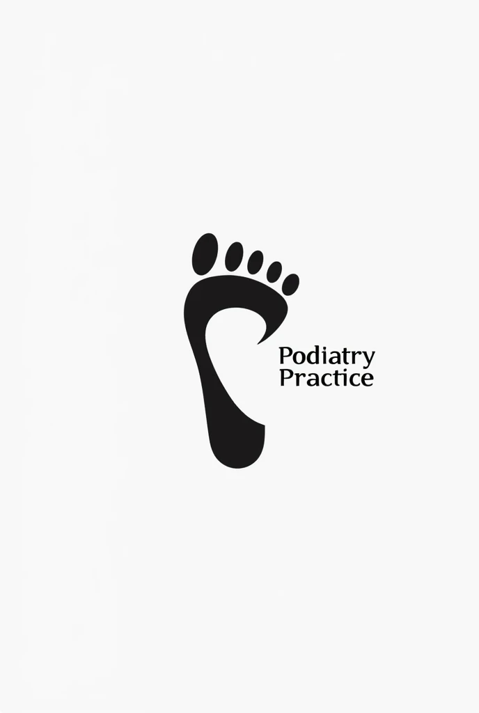  create a logo of a podiatry practice for me, With a foot , Who has FIVE toes and an Aescupe in black and white and with the signature Podiatry Practice