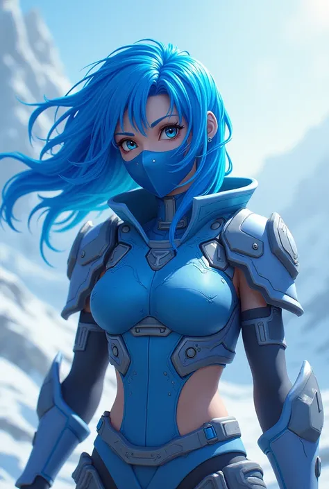 Free Fire character arctic blue hair arctic blue mask 