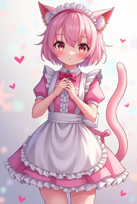 Catboy, anime style, maid clothes