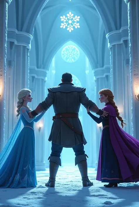 Ah a man separating ah Elsa and Ana from a fight