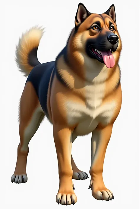 LARGE ADULT DOG OF  WITH SHORT COAT STICKY , TAN BLACK MIXED WITH LIGHT BROWN MIXED WITH WITH THE FACE AND EYE SOCKET LIGHT BROWN MIXED WITH LIGHT BLACK, MEDIUM SLIGHTLY DROOPY EARS , IT IS SOMEWHAT ROBUST
