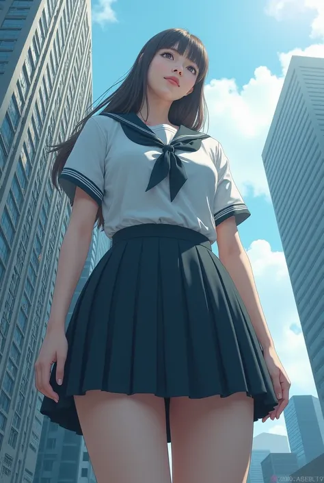 (Japanese High Beautiful Super Big Giant girl, Super Real photorealistic), (Super Best masterpiece Raw Photography Art), (16k,  highest image quality taken by Ki,  super high res,  RAW photos ), Realistic depiction of a Japanese High Beautiful Super Big Gi...