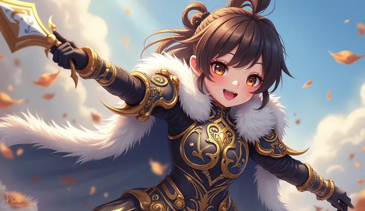 cute anime girl with furry battle armor