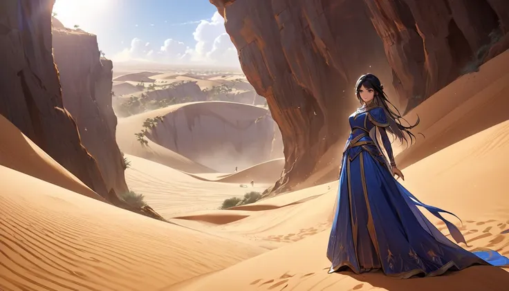 "The Deserts Jewel" In the heart of the vast Sahara Desert, where the sun burns fiercely and the sands stretch endlessly, there lives a princess unlike any other. Her name is Princess Amara, known as the Jewel of the Desert. With long, raven-black hair tha...