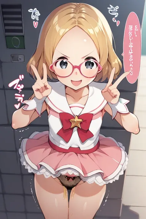 score_9, score_8_ up, score_7_ up, score_6_ up, score_5_ up, ANIME BREAK ，nsfw，  top quality  ，masterpiece，(  detailed biography  :1.2)，  fisheye lens ，  very young girl  ， very short:1.3，Round face，baby face，Glasses，  toddler figure :1.4， flat chest，  thi...