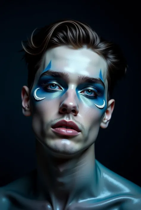 Give me a moon-themed makeup look on a man