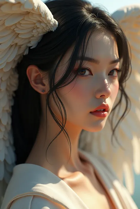 a close up of a woman with wings on her head, concept art by Yang J, trending on cg society, fantasy art, ashe, ig model | artgerm, irelia, extremely detailed artgerm, heise jinyao, artgerm lau, artgerm detailed, ruan jia and artgerm, artgerm and ruan jia