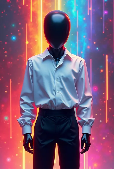  create a Roblox gfx masterpiece, colorful and striking a headless boy wearing a white shirt black pants