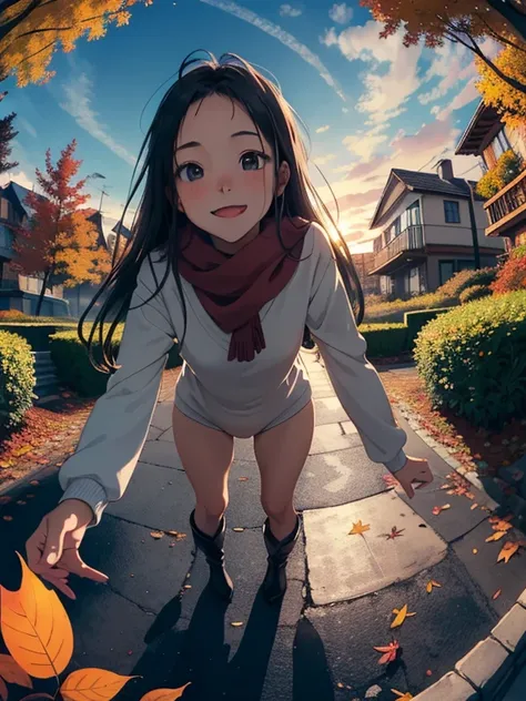 masterpiece，top quality， high image quality，( super flat ， flat shading )， beautiful dark hair， fisheye lens，Cute petite young mother who has been trained as a sow and her cute little training daughter:1.25， warm scarf ， Long Sleeve Sailor Suit ，(naked)， l...