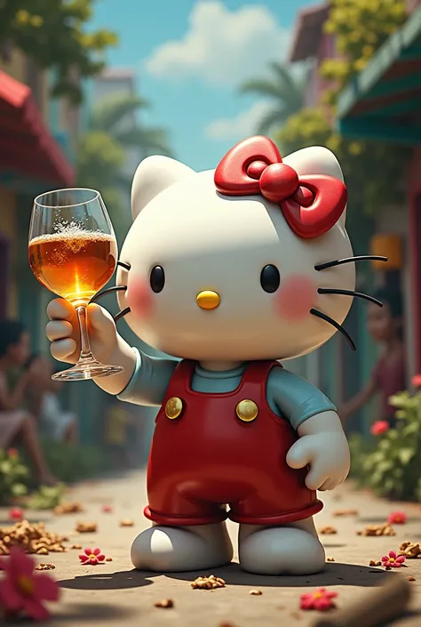 Hellokitty drunk drinking cachaça