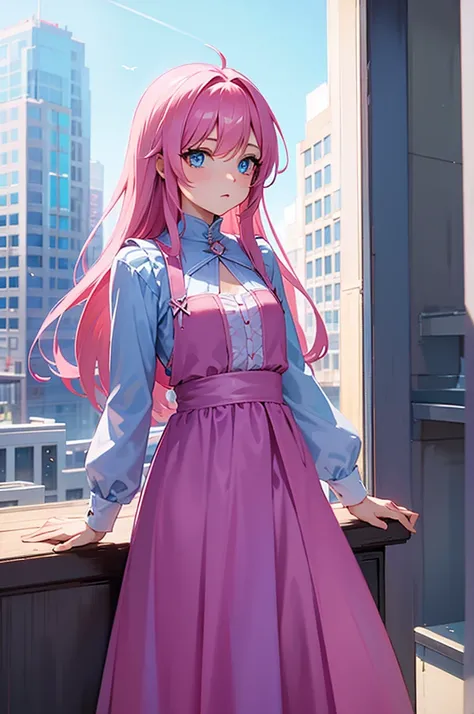 pink hair blue eyes dress rogue